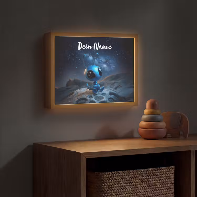 Ruimtewezen - Blauw - Galaxy Light Box met batterij (Wandlamp kind) middel -sfeer5_kind