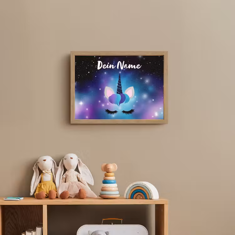 Wimpers - Eenhoorn - Sterren - Blauw Light Box met batterij (Wandlamp kind) middel -sfeer2_kind