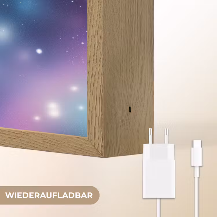 Wimpers - Eenhoorn - Sterren - Blauw Light Box met batterij (Wandlamp kind) middel -USP_websiteoplaadbaarDE