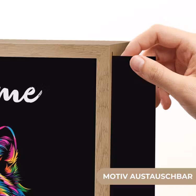 Wolf - Kleurrijk - Zwart - Dieren - Neon Light Box met batterij (Wandlamp kind) middel -USP_websiteprintDE