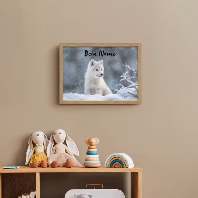 Wolf - Pup - Sneeuw Light Box met batterij (Wandlamp kind) middel -sfeer2_kind