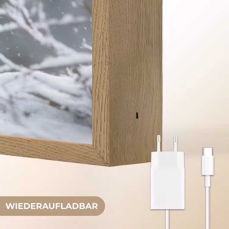 Wolf - Pup - Sneeuw Light Box met batterij (Wandlamp kind) middel -USP_websiteoplaadbaarDE