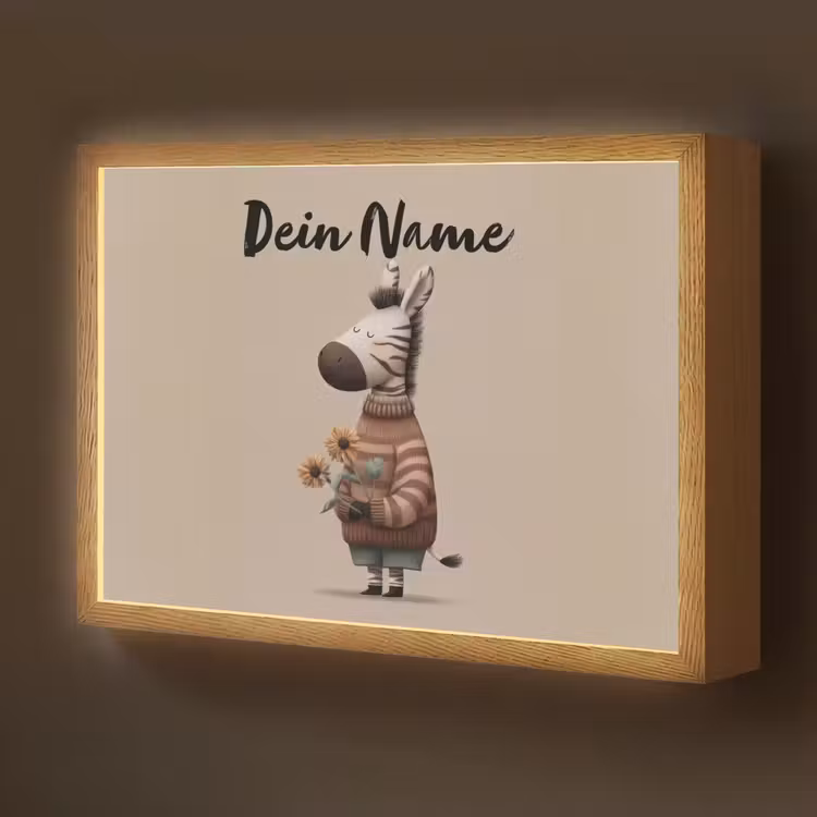 Zebra - Zonnebloemen - Warm Light Box met batterij (Wandlamp kind) middel -z3d_website