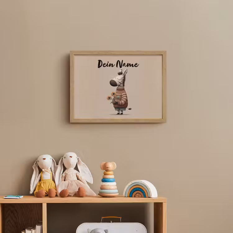 Zebra - Zonnebloemen - Warm Light Box met batterij (Wandlamp kind) middel -sfeer2_kind