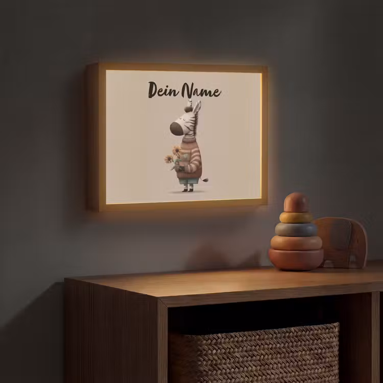 Zebra - Zonnebloemen - Warm Light Box met batterij (Wandlamp kind) middel -sfeer5_kind