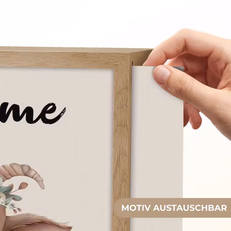 Geit - Dier - Bohemian - Bloemen - Boho Light Box met batterij (Wandlamp kind) middel -USP_websiteprintDE