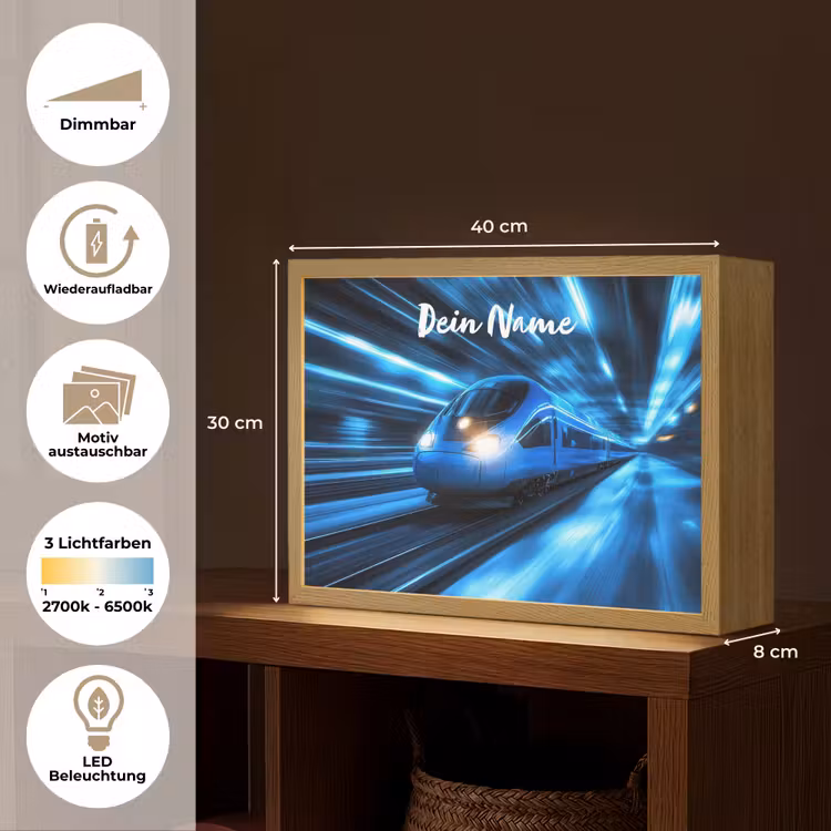 Trein - Blauw - Neon Light Box met batterij (Wandlamp kind) middel -USP_websiteoverzichtDE