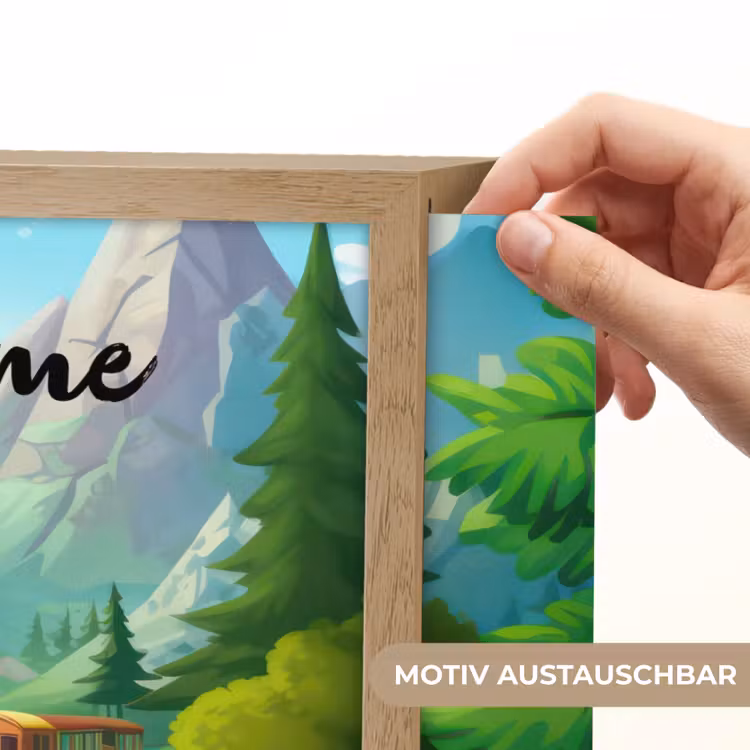 Trein - Bloemen - Kinderen - Natuur Light Box met batterij (Wandlamp kind) middel -USP_websiteprintDE
