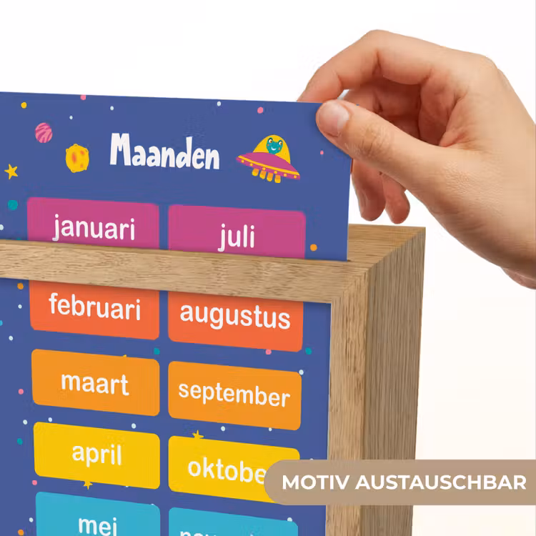 Maanden - Educatief - Leren voor kinderen - Ruimte Light Box met kabel (Wandlamp kind) klein -USP_websiteprintDE