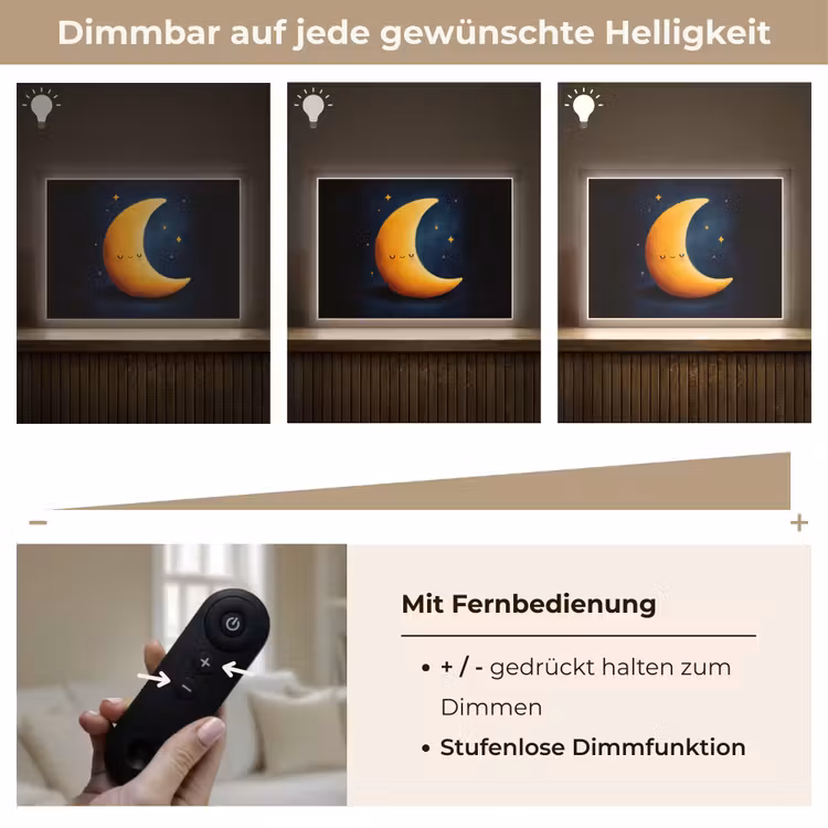 Maan - Geel - Sterren - Gezichtje Light Box met batterij (Wandlamp kind) middel -USP_dimbaarDE