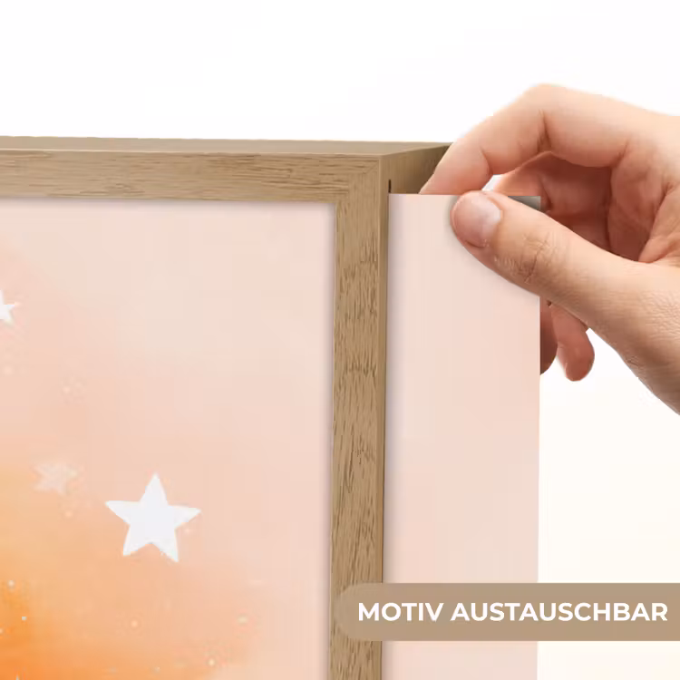 Maan - Gezichtje - Sterren - Roze Light Box met batterij (Wandlamp kind) middel -USP_websiteprintDE
