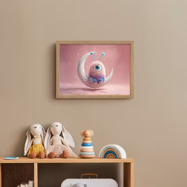 Maan - Monster - Roze Light Box met batterij (Wandlamp kind) middel -sfeer2_kind