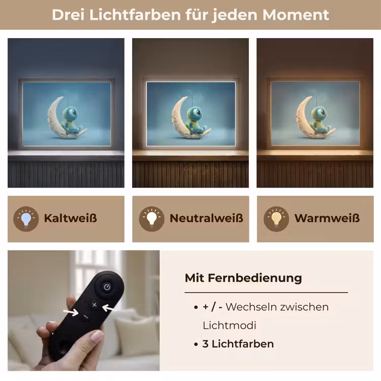 Maan - Ruimtewezen - Blauw Light Box met batterij (Wandlamp kind) middel -USP_lichtkleurDE