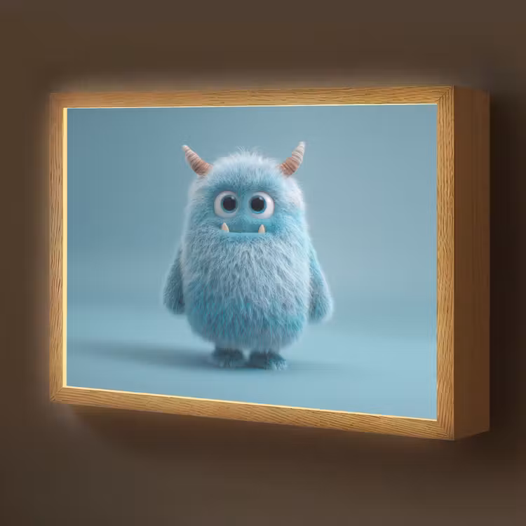 Monster - Blauw Light Box met batterij (Wandlamp kind) middel -z3d_website