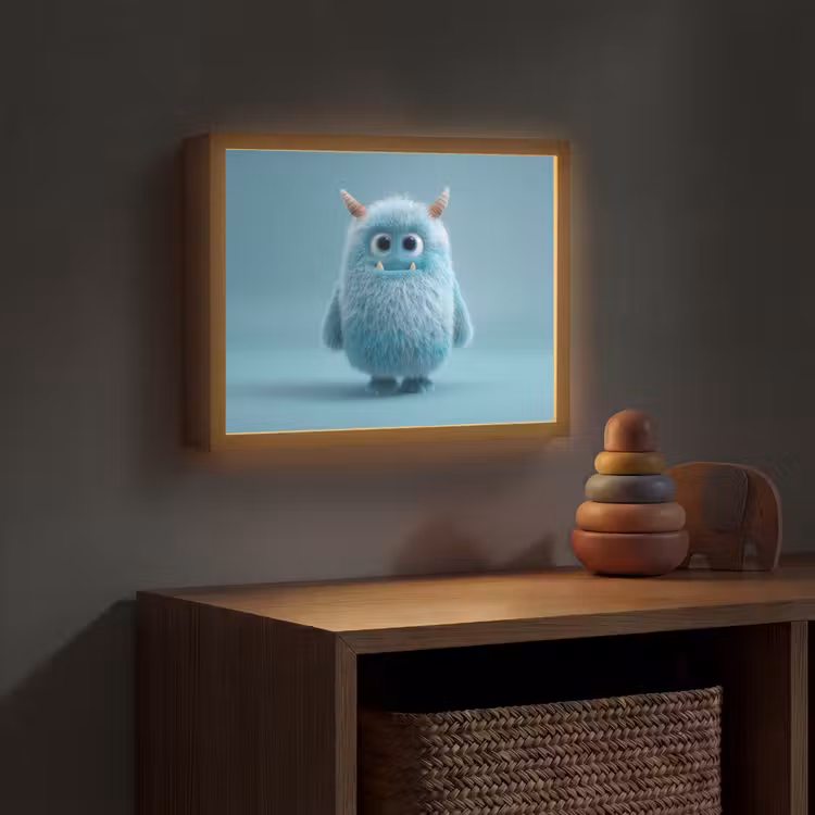 Monster - Blauw Light Box met batterij (Wandlamp kind) middel -sfeer5_kind