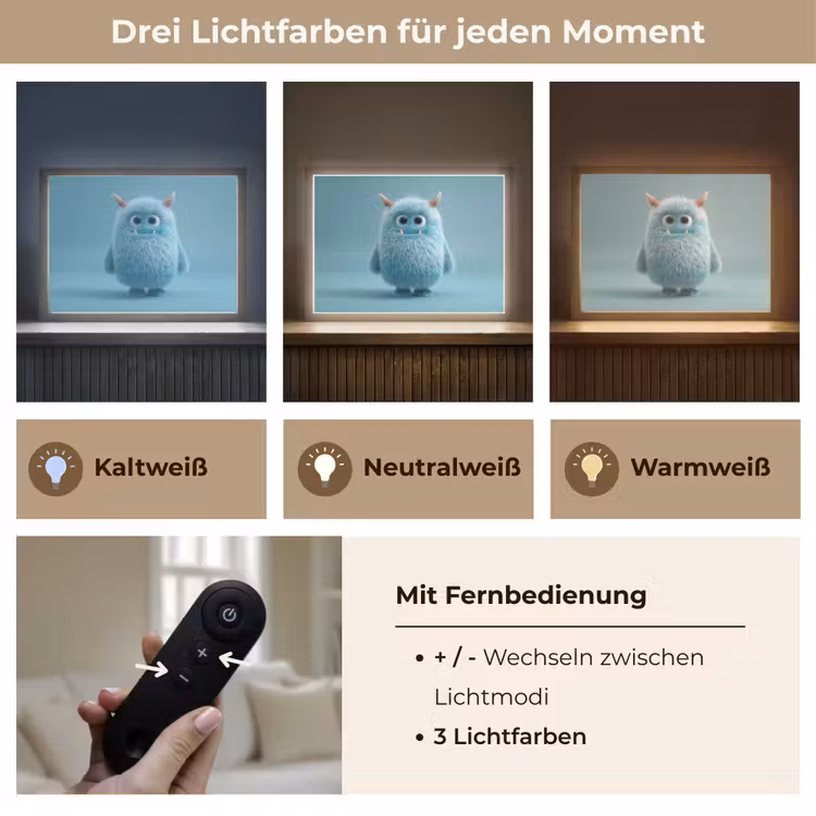 Monster - Blauw Light Box met batterij (Wandlamp kind) middel -USP_lichtkleurDE