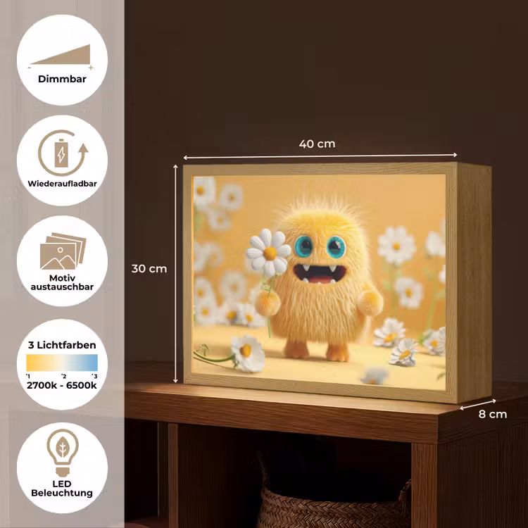 Monster - Geel - Madeliefjes Light Box met batterij (Wandlamp kind) middel -USP_websiteoverzichtDE