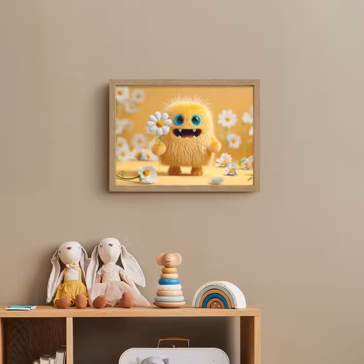 Monster - Geel - Madeliefjes Light Box met batterij (Wandlamp kind) middel -sfeer2_kind