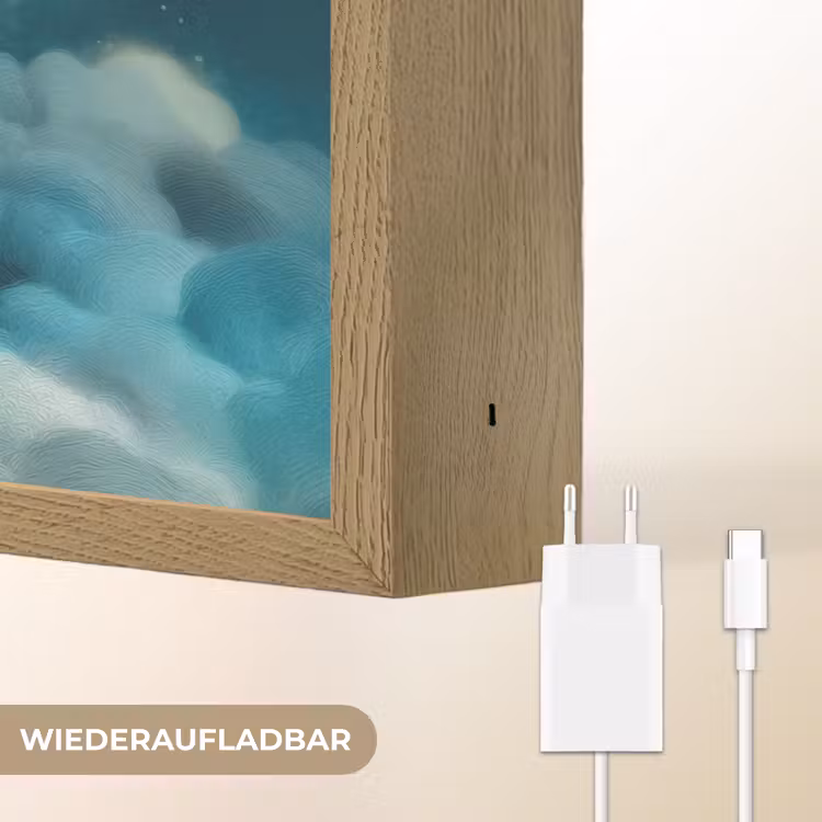 Monster - Groen - Maan - Wolken Light Box met batterij (Wandlamp kind) middel -USP_websiteoplaadbaarDE