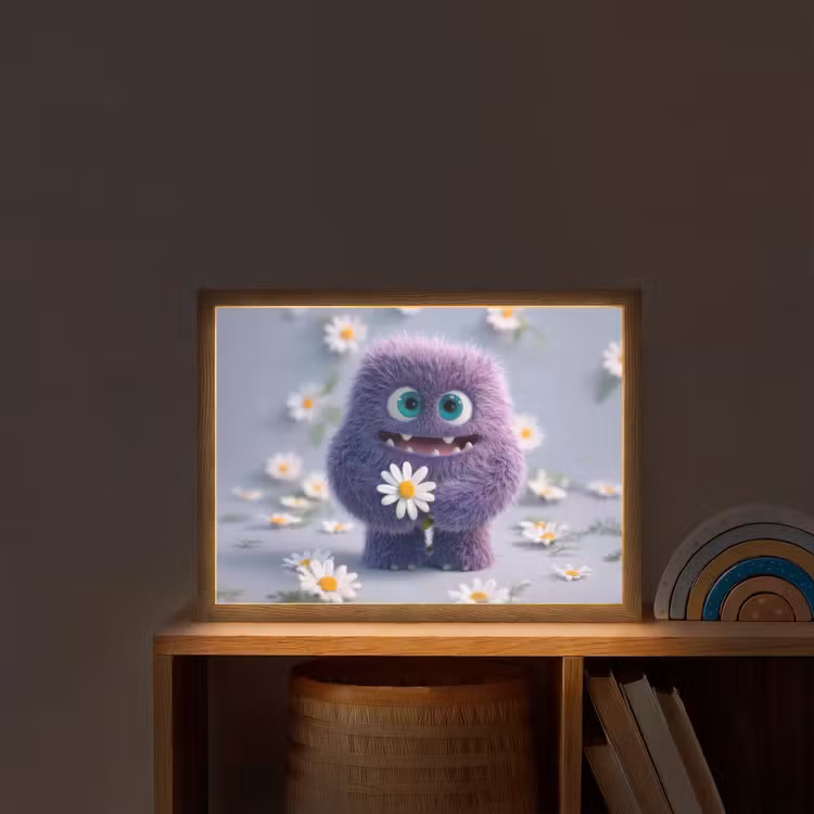 Monster - Paars - Madeliefjes Light Box met batterij (Wandlamp kind) middel -sfeer1_kind