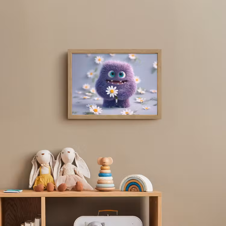 Monster - Paars - Madeliefjes Light Box met batterij (Wandlamp kind) middel -sfeer2_kind