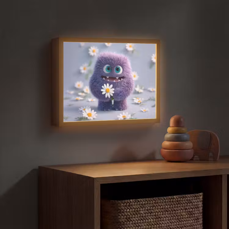 Monster - Paars - Madeliefjes Light Box met batterij (Wandlamp kind) middel -sfeer5_kind