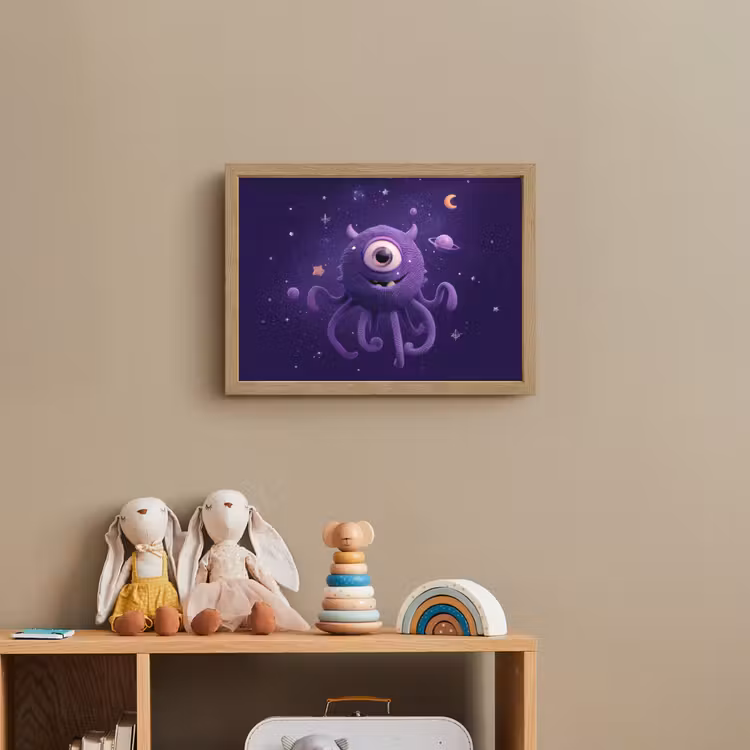 Monster - Paars - Ruimte Light Box met batterij (Wandlamp kind) middel -sfeer2_kind