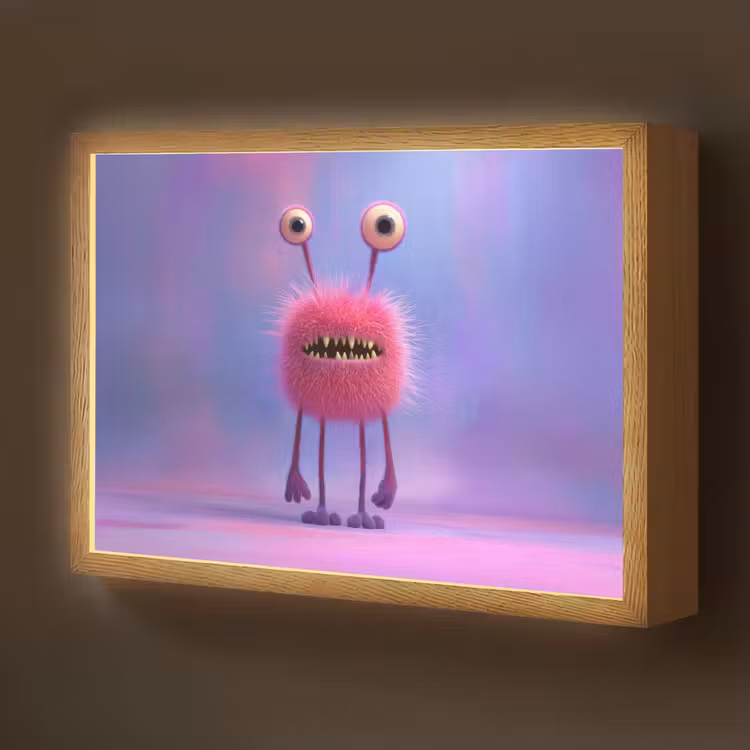 Monster - Roze - Paars Light Box met batterij (Wandlamp kind) middel -z3d_website