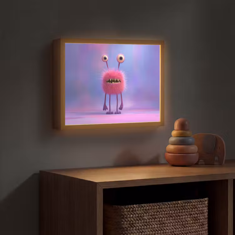 Monster - Roze - Paars Light Box met batterij (Wandlamp kind) middel -sfeer5_kind