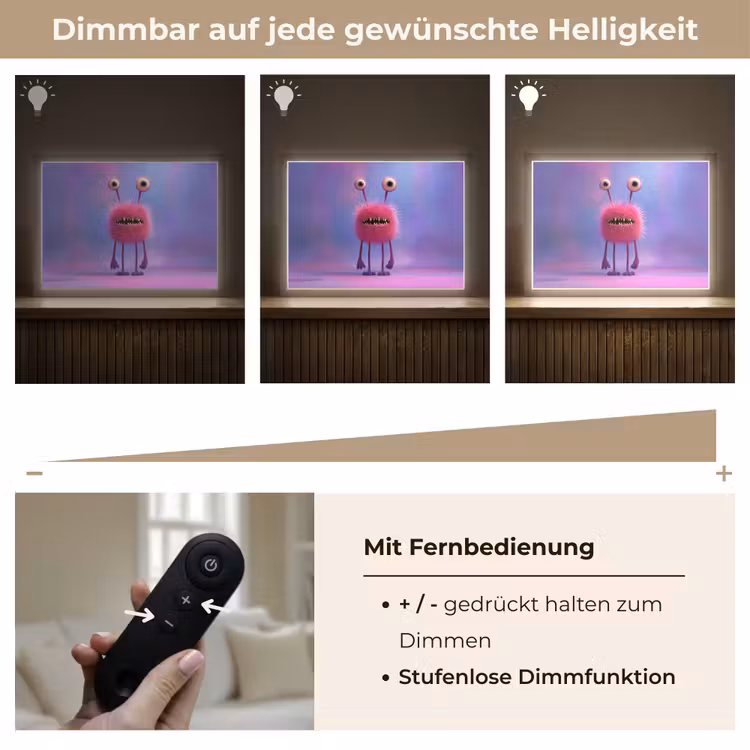 Monster - Roze - Paars Light Box met batterij (Wandlamp kind) middel -USP_dimbaarDE