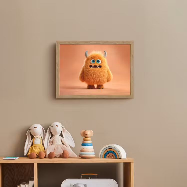 Monster - Knuffel - Oranje Light Box met batterij (Wandlamp kind) middel -sfeer2_kind