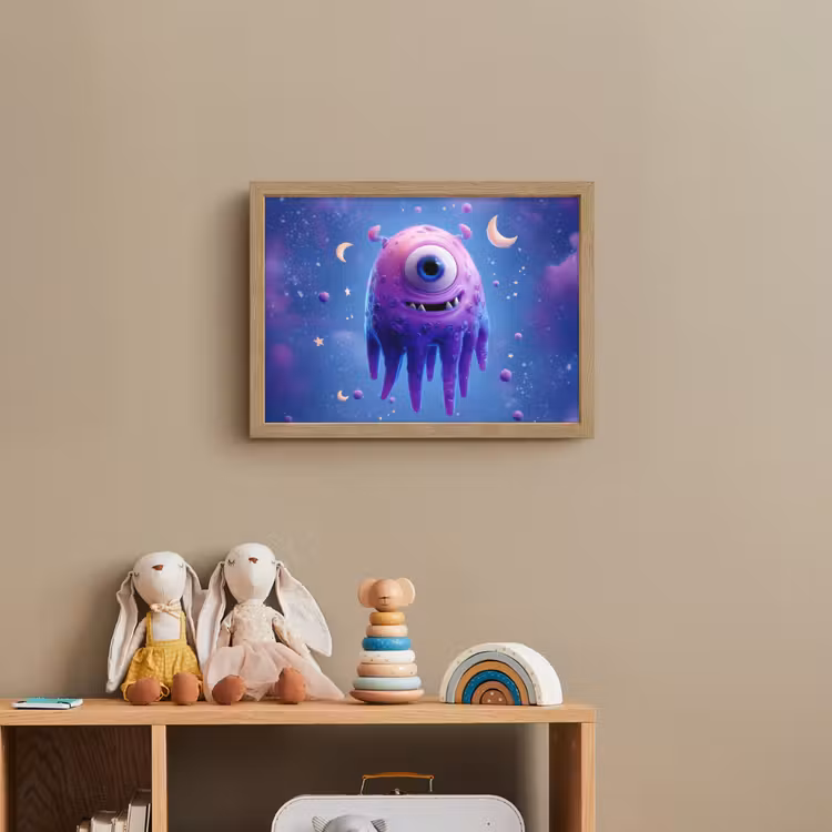 Monster - Ruimte - Sterren - Paars Light Box met batterij (Wandlamp kind) middel -sfeer2_kind