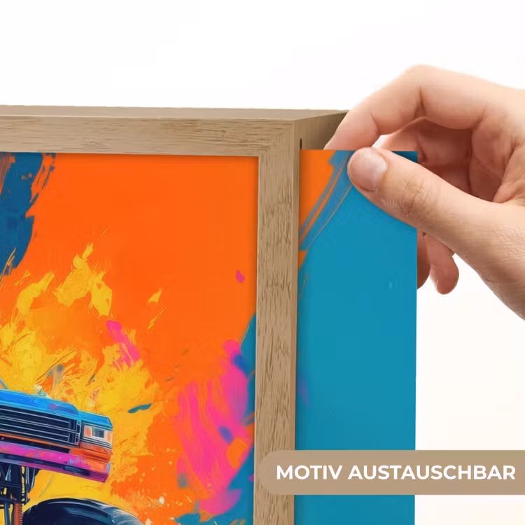 Monstertruck - Abstract - Verfspatten - Kleurrijk Light Box met batterij (Wandlamp kind) middel -USP_websiteprintDE