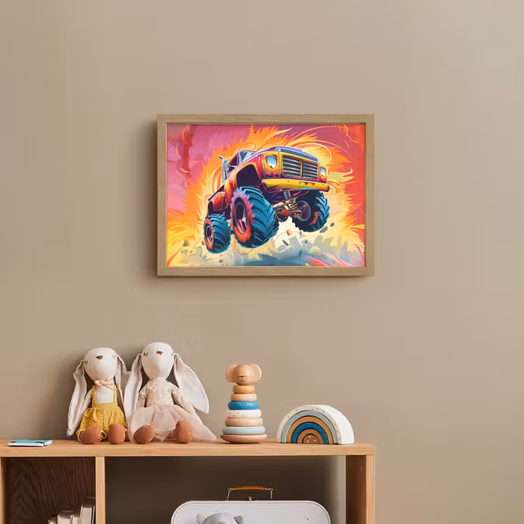 Monstertruck - Auto - Jongens - Kleurrijk Light Box met batterij (Wandlamp kind) middel -sfeer2_kind