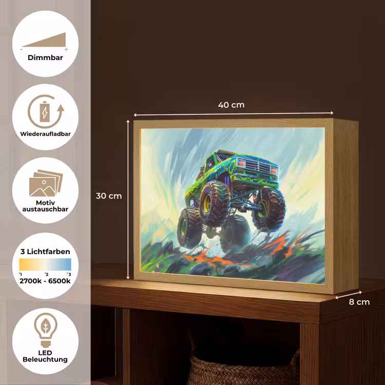 Monstertruck - Auto - Jongens - Groen Light Box met batterij (Wandlamp kind) middel -USP_websiteoverzichtDE
