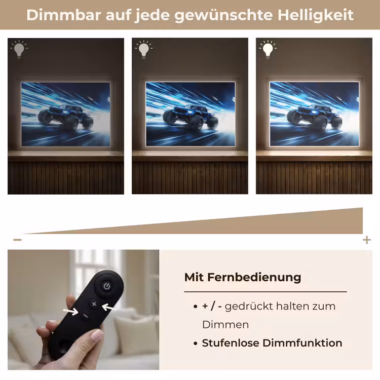 Monstertruck - Blauw - Neon - Lichten Light Box met batterij (Wandlamp kind) middel -USP_dimbaarDE