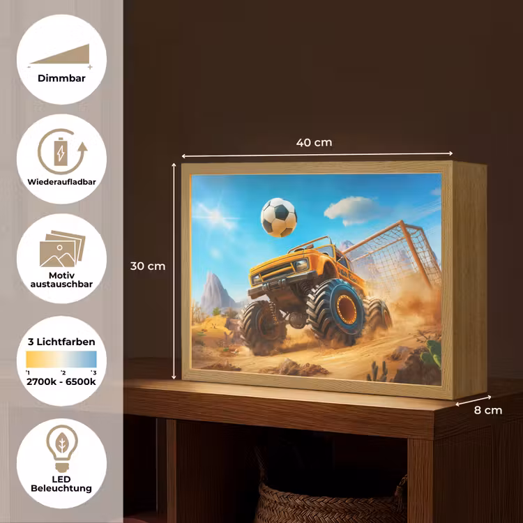Monstertruck - Voetbal - Woestijn Light Box met batterij (Wandlamp kind) middel -USP_websiteoverzichtDE