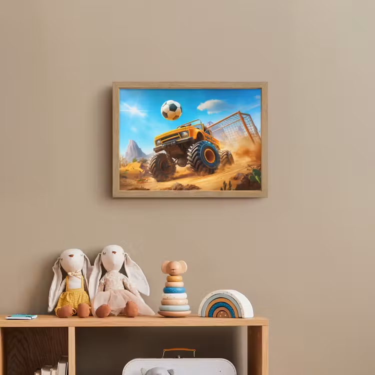 Monstertruck - Voetbal - Woestijn Light Box met batterij (Wandlamp kind) middel -sfeer2_kind