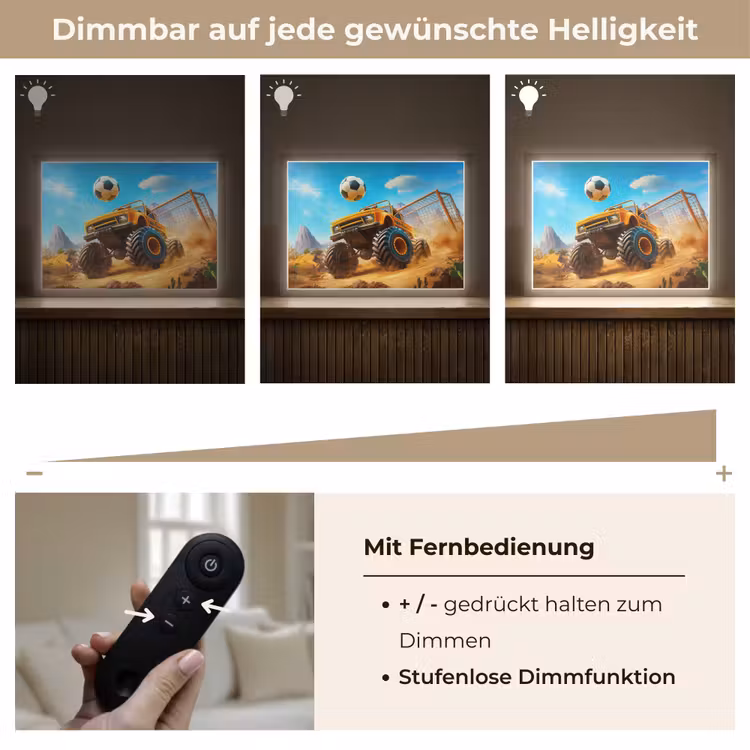 Monstertruck - Voetbal - Woestijn Light Box met batterij (Wandlamp kind) middel -USP_dimbaarDE