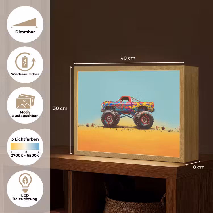 Monstertruck - Graffiti - Jongens - Auto Light Box met batterij (Wandlamp kind) middel -USP_websiteoverzichtDE