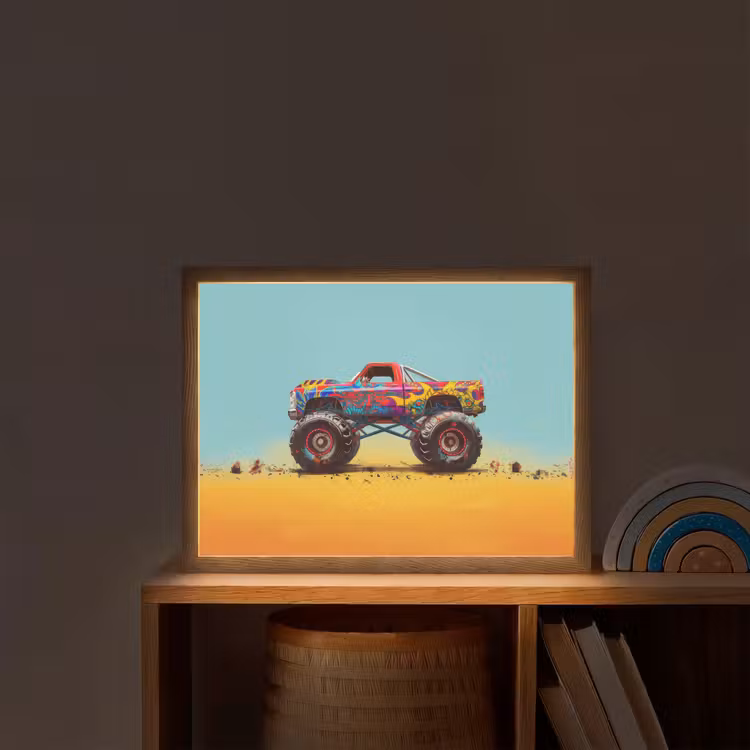 Monstertruck - Graffiti - Jongens - Auto Light Box met batterij (Wandlamp kind) middel -sfeer1_kind