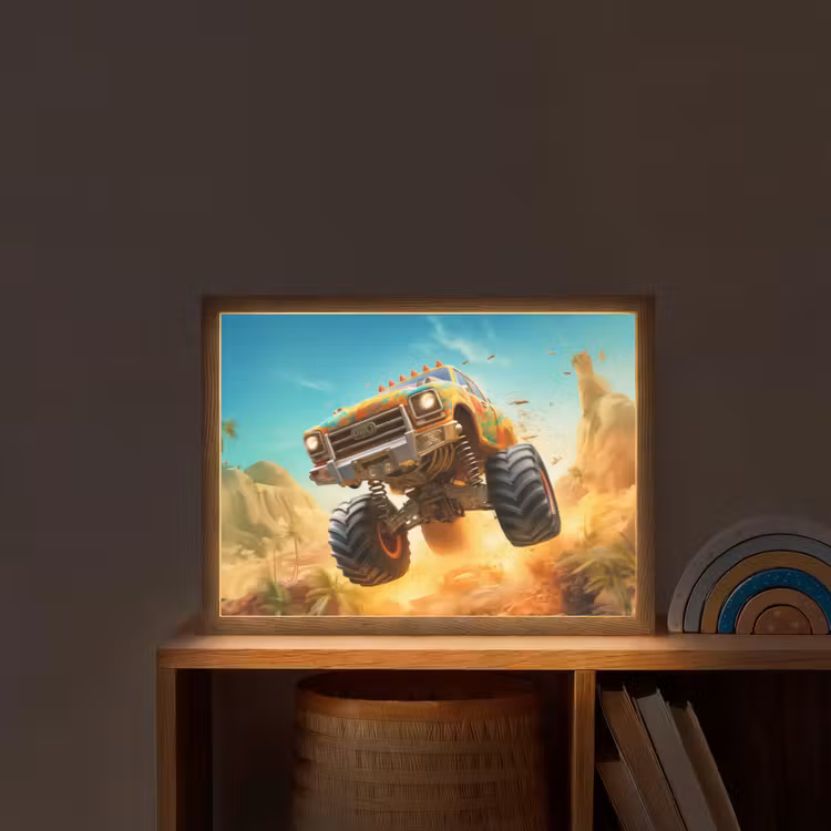 Monstertruck - Kind - Jongen - Auto Light Box met batterij (Wandlamp kind) middel -sfeer1_kind