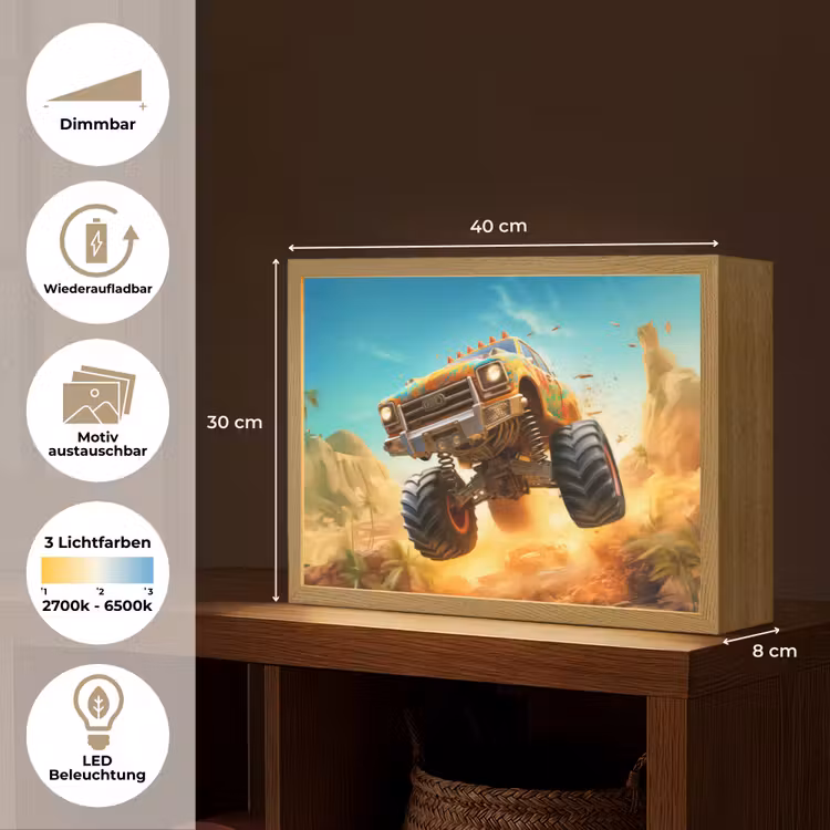 Monstertruck - Kind - Jongen - Auto Light Box met batterij (Wandlamp kind) middel -USP_websiteoverzichtDE