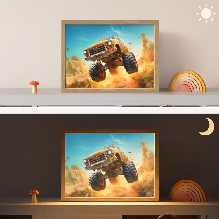 Monstertruck - Kind - Jongen - Auto Light Box met batterij (Wandlamp kind) middel -sfeer3_kind