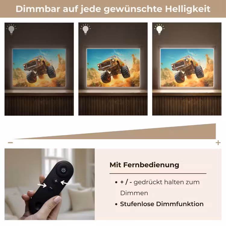 Monstertruck - Kind - Jongen - Auto Light Box met batterij (Wandlamp kind) middel -USP_dimbaarDE