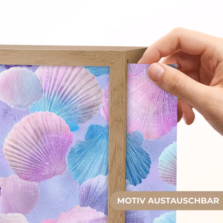 Schelpen - Paars - Blauw - Patroon Light Box met batterij (Wandlamp kind) middel -USP_websiteprintDE