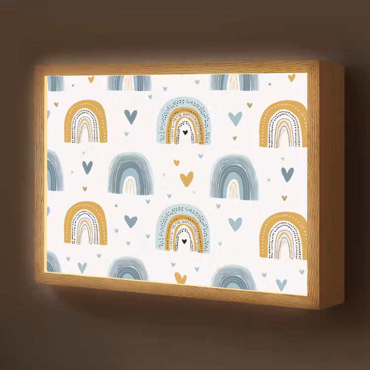 Patroon - Regenboog - Hartjes Light Box met batterij (Wandlamp kind) middel -z3d_website