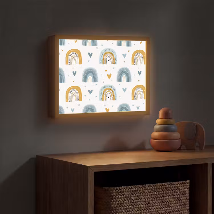 Patroon - Regenboog - Hartjes Light Box met batterij (Wandlamp kind) middel -sfeer5_kind