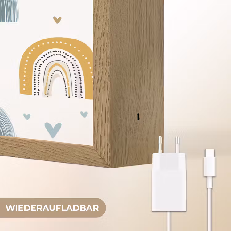 Patroon - Regenboog - Hartjes Light Box met batterij (Wandlamp kind) middel -USP_websiteoplaadbaarDE