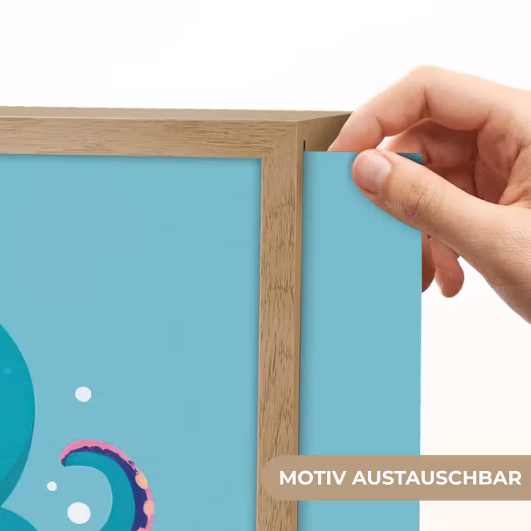 Octopus - Blauw - Gezicht Light Box met batterij (Wandlamp kind) middel -USP_websiteprintDE